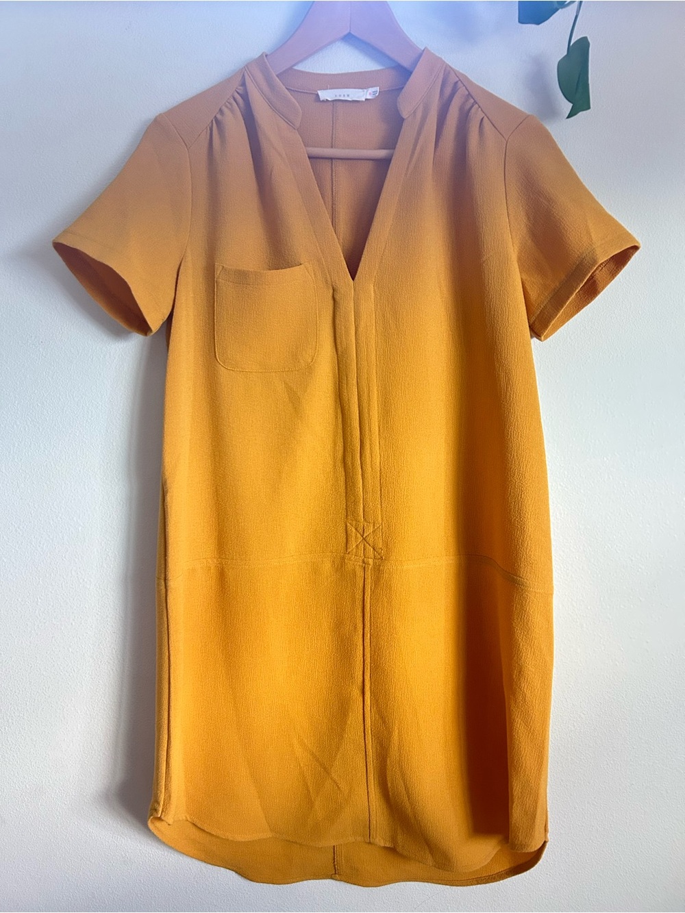 Lush Mustard Gold V-Neck Shift Dress